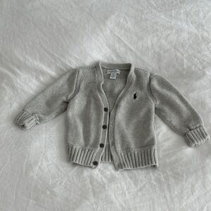 Ralph Lauren Baby Boy’s Heather Gray V-Neck Cardigan